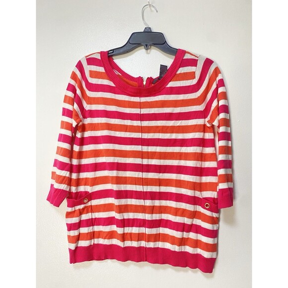 Sweatshirt For Women Size S By 89th & Madison Pink Orange White With Back Zipper - Picture 1 of 5